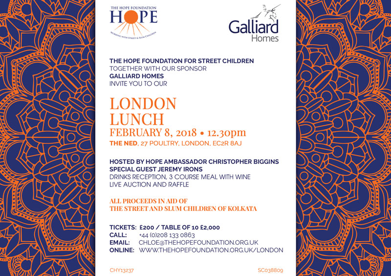 London Lunch kindly sponsored by Galliard Homes - The Hope Foundation UK